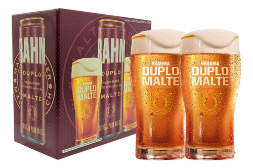 2 Copos Para Cerveja Brahma Duplo Malte 425ml Oficial Ambev