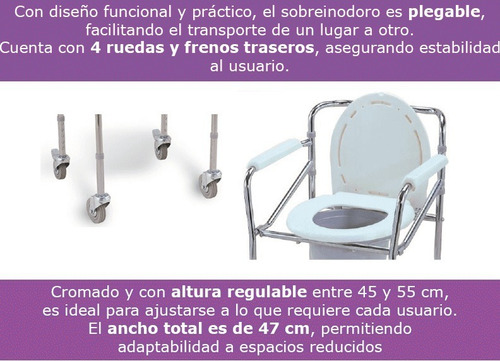 Imagen 3 de 5 de Eleva Water Sobre Inodoro Plegable Regulable Con Ruedas