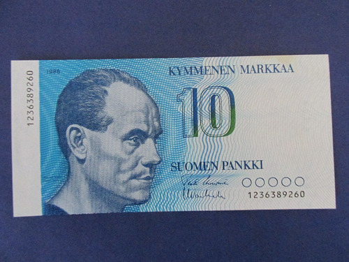 Billete Banco De Finlandia 10 Markkaa Año 1986 Unc Escaso