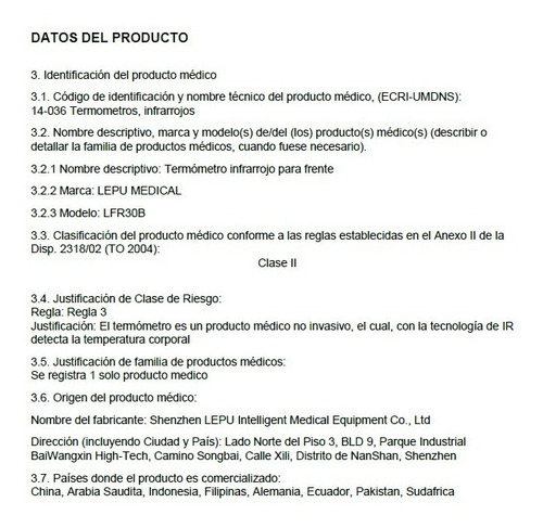 Termómetro Infrarrojo Pistola Humanos Pro Lepu Anmat Cuotas