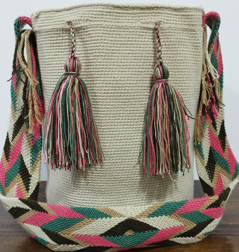 Mochilas Wayuu Originales Color Beige Claro