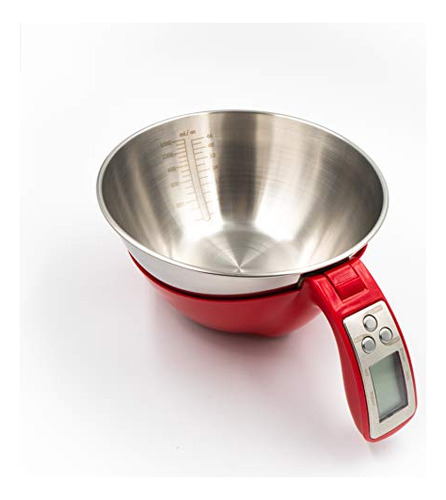 Bascula Digital Roja De Cocina Con Cuenco Extraible