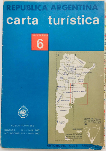 Carta Turística Hoja De Zona 6 Automóvil Club Argentino