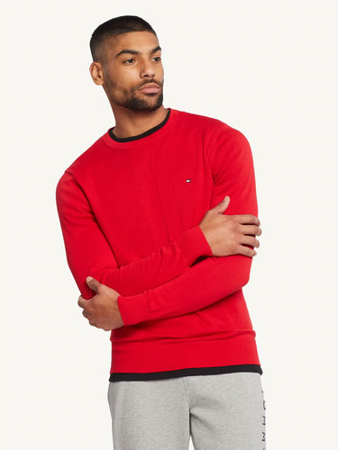 Sweater Básico Signature C-neck Hombre Tommy Hilfiger Rojo