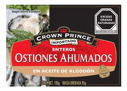 Ostiones Ahumados Enteros Crown Prince 4 Cajas De 106g