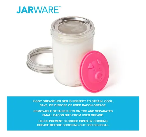 Jarware Silicone Bacon Grease Saver Mason Jar Tapa Con Boca