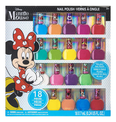 Set Uñas Minnie Mouse Mimi Disney Esmaltes 18 Pz Agua Juguet