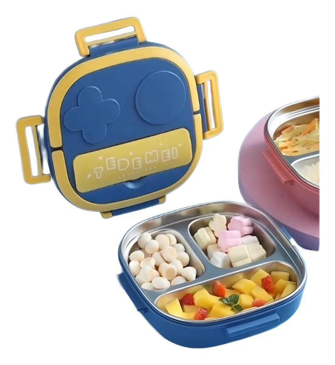 Marmita Infantil DBS Azul Térmica Inoxidável Com Divisórias 550ml