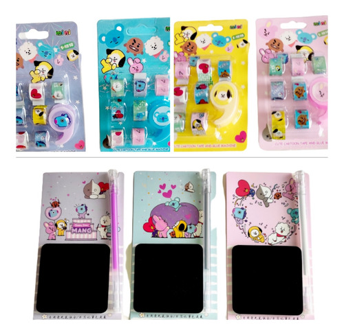Kawaii Box 10 Artículos Sorpresa De Papelería Bts Bt21
