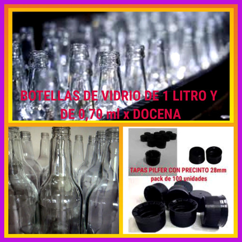 Imagen 1 de 5 de Botellas D Vidrio C/tapa D 1 Lt, ((( Doce Unidades X 6 )))