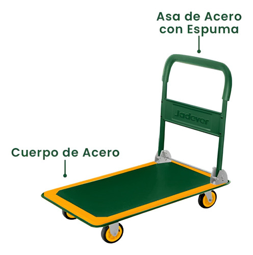Carro Yegua De Carga Plegable Manual 150kg 4 Ruedas Jadever