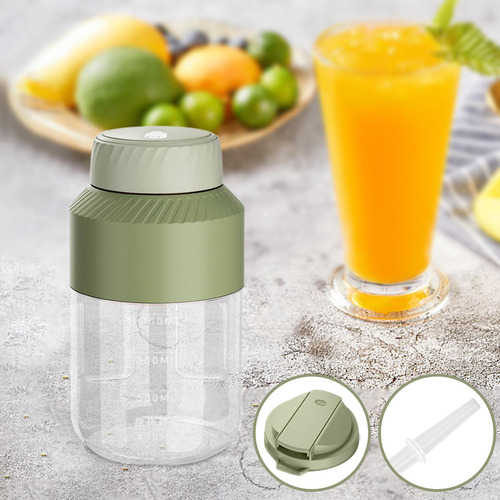 Licuadora Compacta Recargable Por Usb Para Verde Dos Tapas