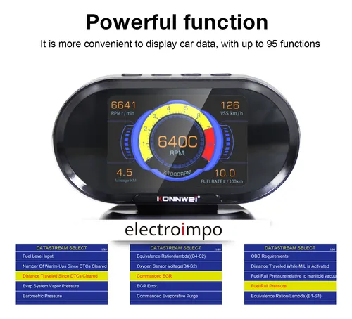 Scanner Medidor Digital Konnwei Kw206 Hud Obd2 Display