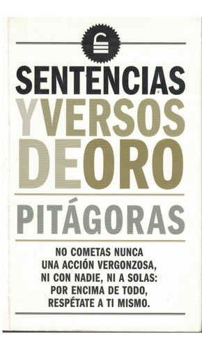 SENTENCIAS Y VERSOS DE ORO, de PITAGORAS. Editorial Biblok, tapa pasta blanda, edición 1 en español, 2017