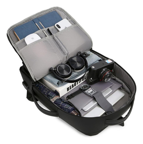 Mochila Ionify Urbana Smart Puerto Usb Impermeable Viaje Color Gris Diseño De La Tela Liso