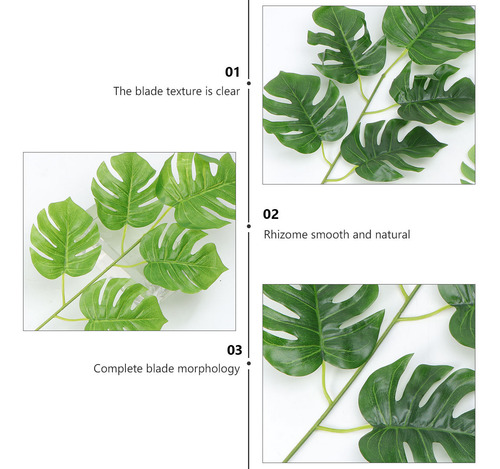 10 Unidades De Hojas Artificiales De Monstera Con 5 Ramas, S