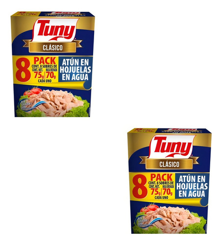 Atún En Agua Tuny Clásico 16 Sobres De 75 G C/u