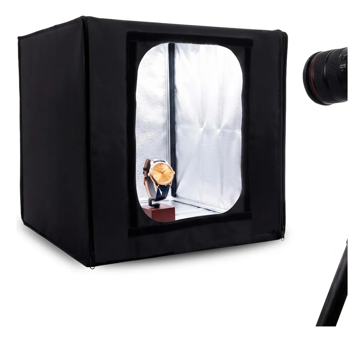 Caja de Luz para Fotografía Profesional Portátil (50x50x50 cm), con Iluminación LED Doble, 3 Fondos de Colores, Interior Reflejante y Funda para Transportar. Incluye todos los acce