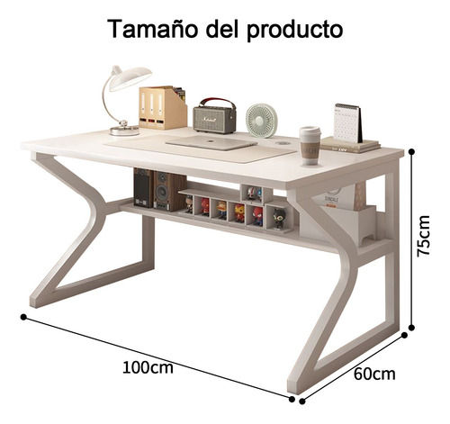 Escritorio De Estudio Y Ordenador De 100 Cm Con Estante Blanco