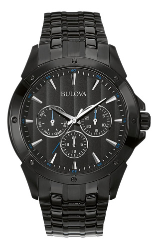 Reloj Bulova 98c121 Vestido Clásico Para Hombres De De Cu Color De La Correa Negro Color Del Bisel Acero Inoxidable Color Del Fondo Negro
