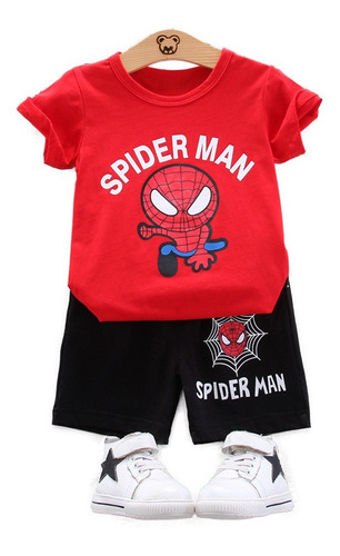 Camiseta De Manga Corta Para Niños Spider Man 2pcs 