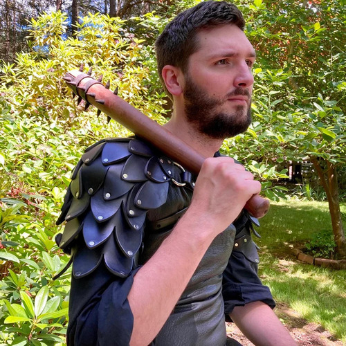 Medieval Shoulder Pauldron Pu Leather Adjustable Black
