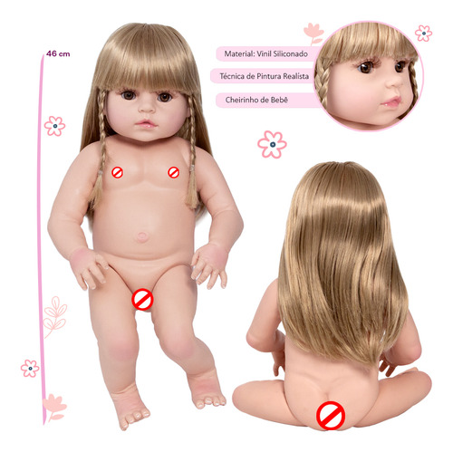 Boneca Reborn Grande Loira Recém Nascida 46cm Lindos Itens
