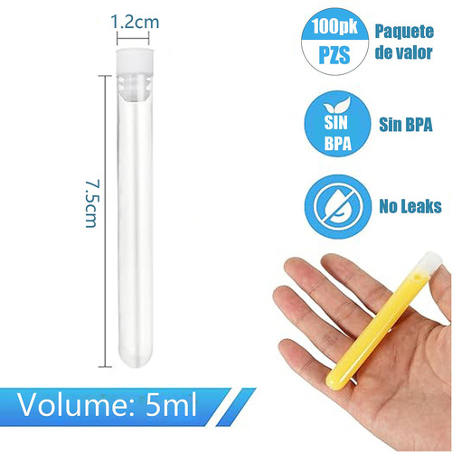 Tubos De Ensayo De Plástico 5ml 100 Piezas Con Accesorios
