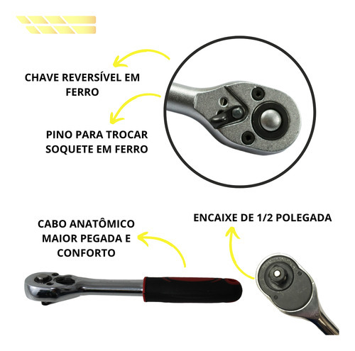 Chave Catraca Reversível Encaixe 1/2 Polegada