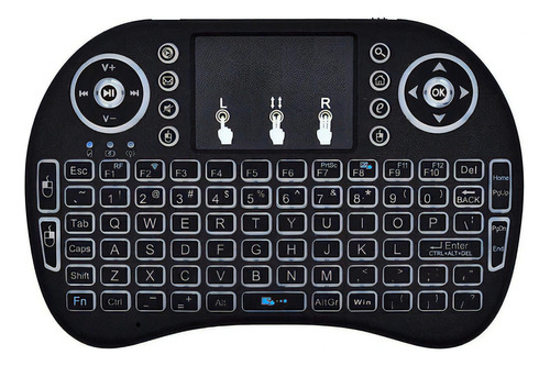 Mini Teclado Inalámbrico Touchpad Smart Tv Pc Tv Box + Luz Color Del Teclado Negro Idioma Español Latinoamérica