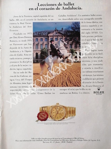 Cartel De Escuela Andaluza Arte Ecuestre Y Relojes Rolex