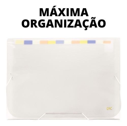 Pasta Sanfonada Dac Organizadora A4 12 Divisórias Coloridas Cor Transparente