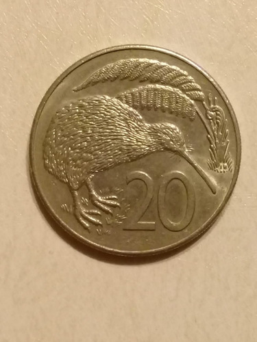 Moneda Nueva Zelanda Elizabeth Ii 20 Centavos 1986
