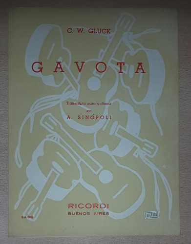 Partitura Gavota C. W. Gluck Para Guitarra Año 1956
