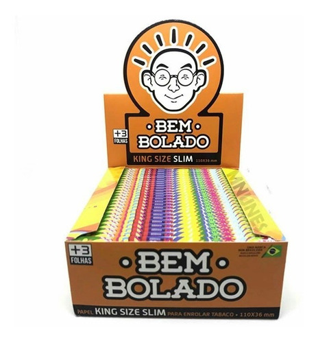 Caixa Seda Bem Bolado Laranja King Size Slim Com 50 Livretos