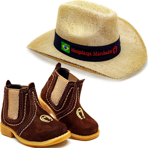 Kit Chapeu Infantil + Botina Mangalarga Country Cowboy Rodeo