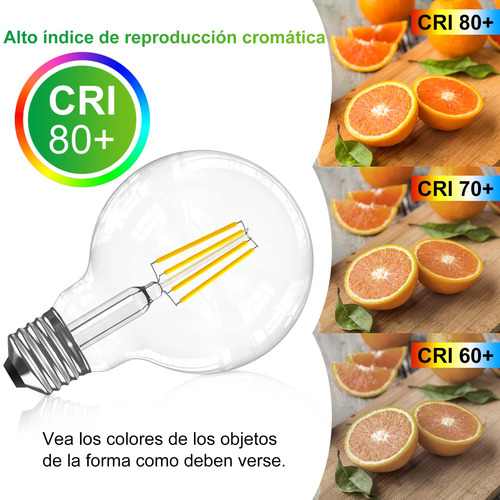 Foco Led Moderna Bombilla Edison Luz Blanca Cálida G25 6 Pza
