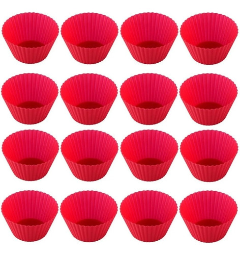 24 Formas Cupcake Bolinhos Pão De Queijo Silicone Cor Vermelho