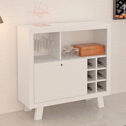 Bar Adega 1 Porta 8 Nichos Branco Ad5002 - Tecno Mobili