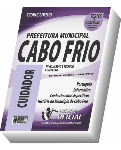 Apostila Prefeitura De Cabo Frio - Cuidador: Cuidador, De Curso Oficial. Série 1, Vol. 01. Editora Apostilas Opção (oficial), Capa Mole, Edição 2 Em Português