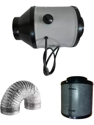 Combo Indoor Extractor Lineal 4 3vel Filtro Carbon 20cm