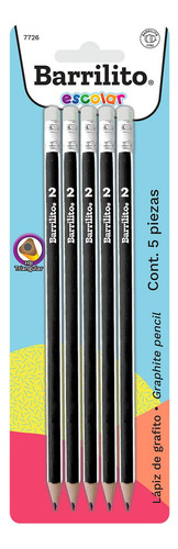 Barrilito 7726 Lápiz De Grafito Hb Triangular, 5 Piezas