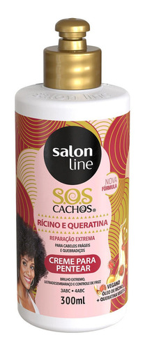 Creme Pentear Sos Cachos Rícino Queratina Salon Line 300ml