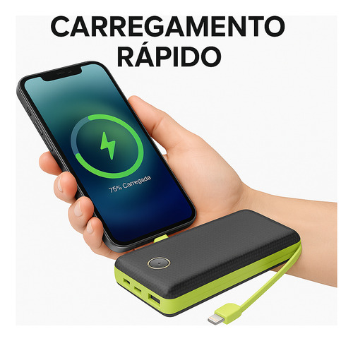 Power Bank Carregador Portátil 20000mah Powerbank Sem Fio Universal Android iPhone Usb Asb Shopstore