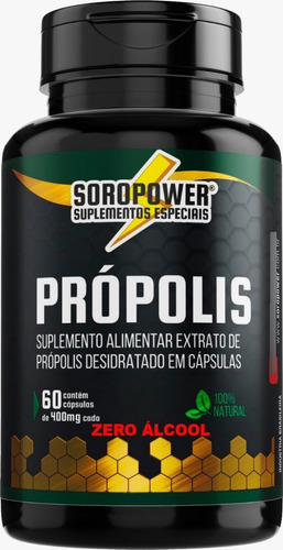 Própolis Soropower 60 Cápsulas 400 Mg  O Único Zero Álcool Sabor Sabor Suave De Mel