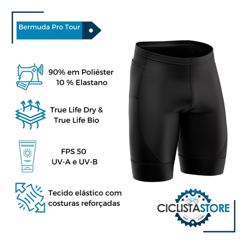 Imagem 3 de 8 de Bermuda Ciclismo Mtb Preta Super Confortável *12x S/ Juros