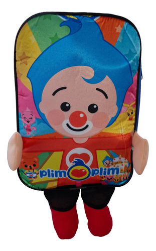 Mochila Azul Económica Para Preescolar, Kinder Con Estampado Del Payasito Plim Plim