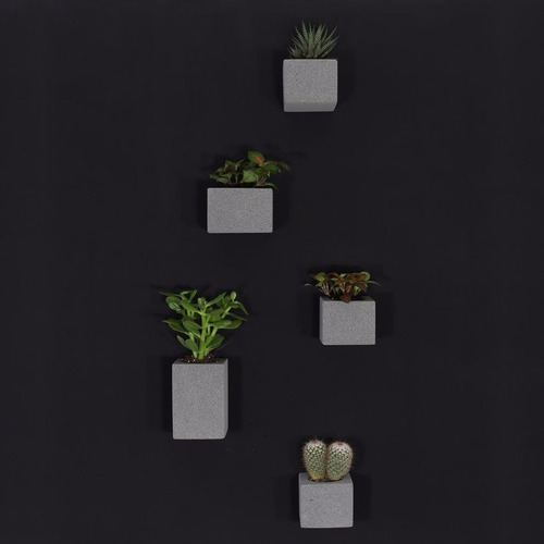Imagen 2 de 3 de Conjunto 5 Macetas Colgantes Cemento Concreto Minimalista