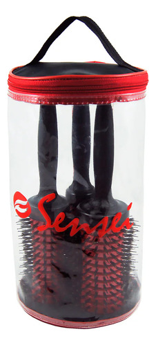 Set Cepillos Profesional Para Cabello De Cerda Mixta Sensei Rojo