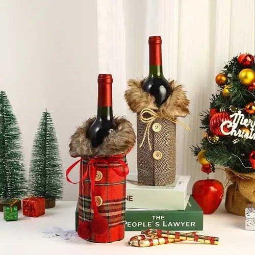 Z Colección De Botellas De Vino Tinto Christmas Ribbon